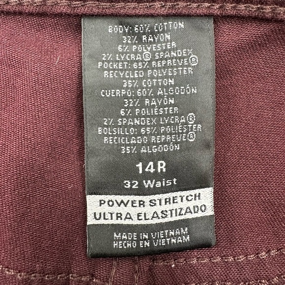 Mossimo Denim High Rise Power Stretch Dark Burgundy Skinny Jeans 14R/32 Waist - Picture 8 of 16